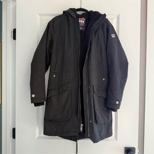 Helly Hansen Sherpa-Lined Insulated Parka XS Black Fishtail Utility Coat